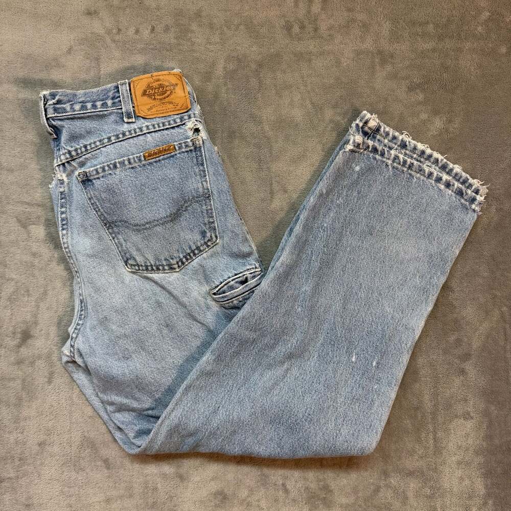 Y2K Dickies Vintage Light Wash Denim Jeans Frayed Hem Size 34x32
